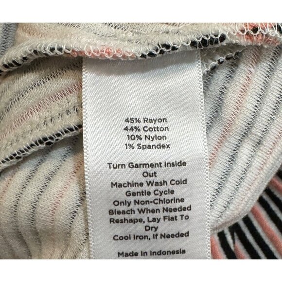 Talbots Sz S Textured Coral Pink Black White Striped Knit Peplum Top NWT NEW - Picture 5 of 5